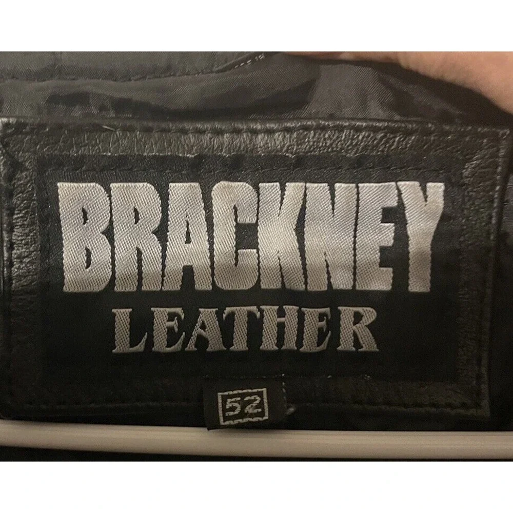 Brackney Leather Men's Black Leather Biker Vest, Size‎ 52